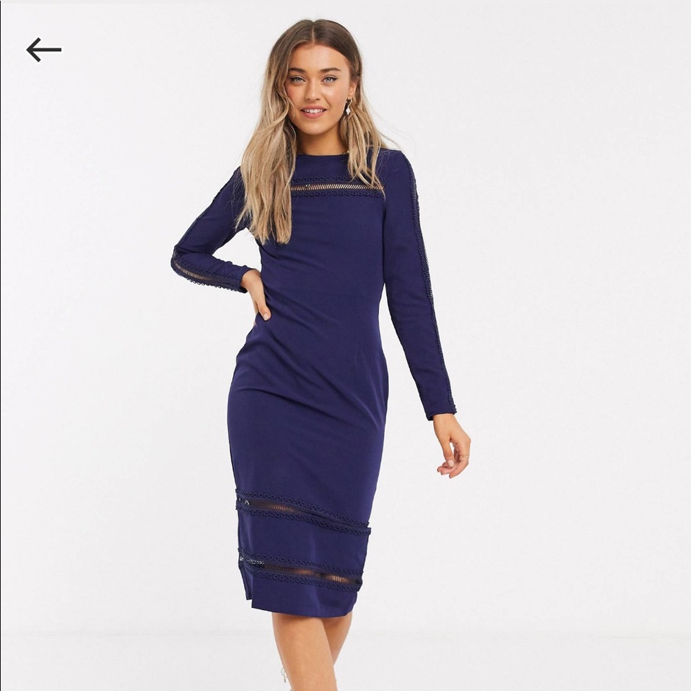 Paper Dolls Long Sleeve Midi Dress, Navy, Size 4, NWOT